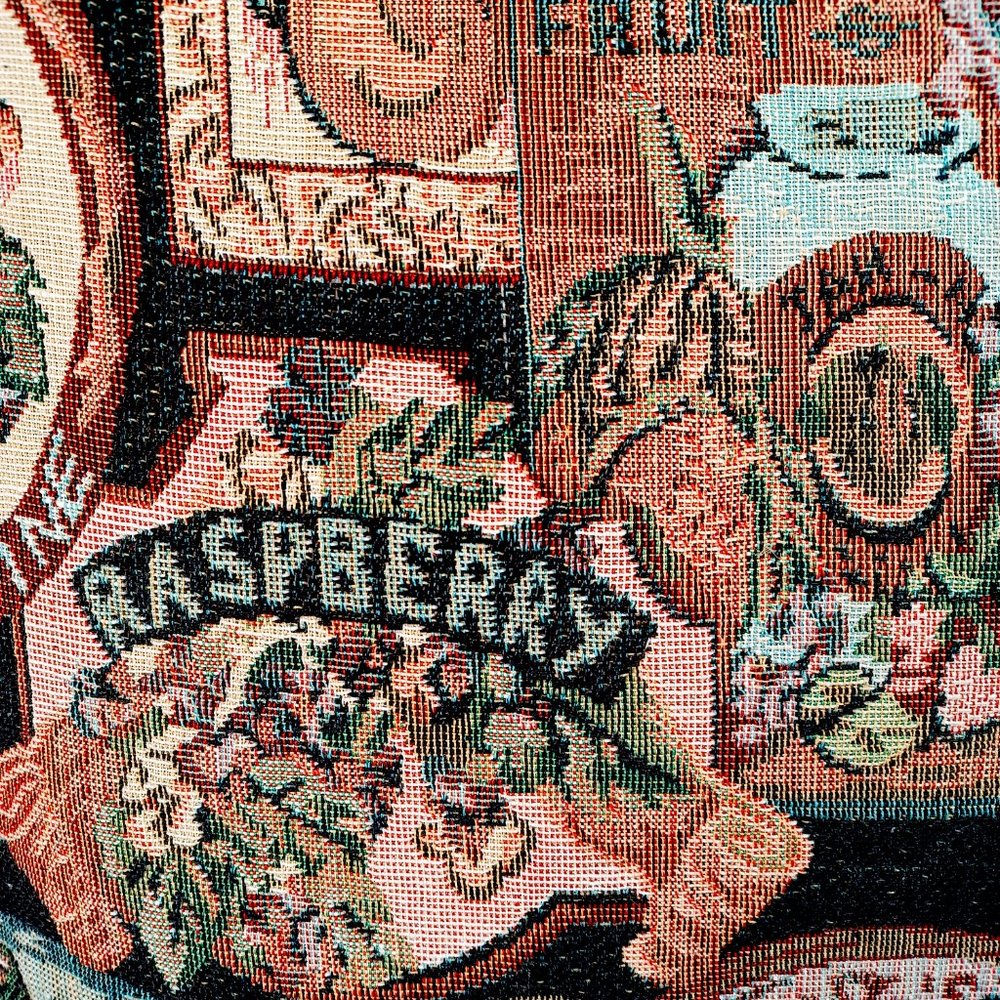 Tapestry Sofa Throw Pillow 16x19 Cottagecore Fruit Jam Raspberry  Marmalade Vtg - Picture 5 of 10